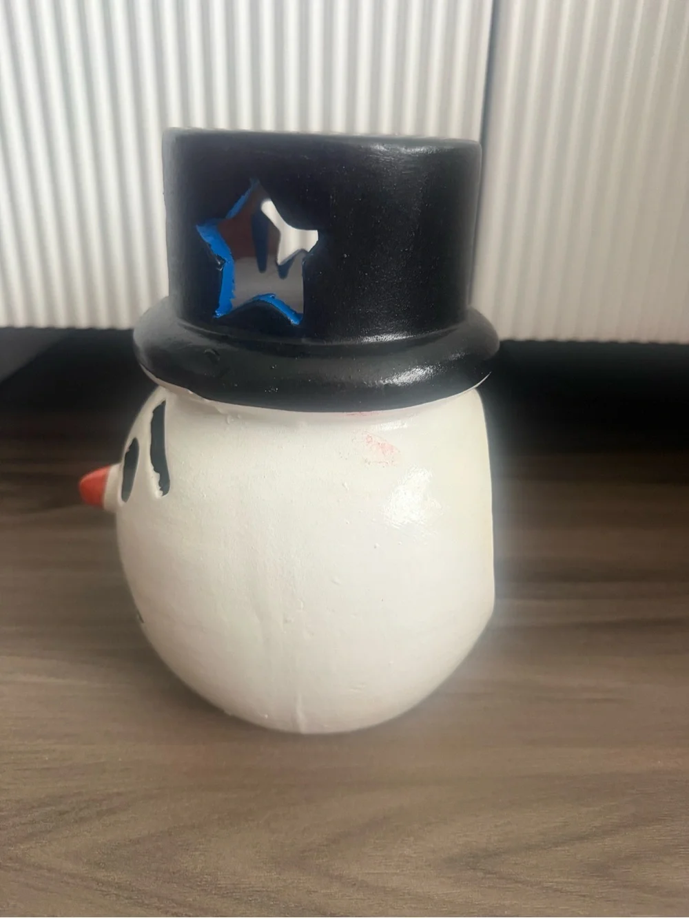 Vintage Frosty Snowman Head Luminary Christmas Candle Holder 9.25”